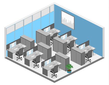 abstract office floor interior departments clipart