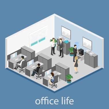 abstract office floor interior departments clipart
