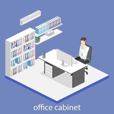 isometric interior of director's office. clipart