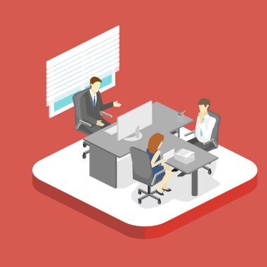 Müdür'ün ofisine izometrik iç.