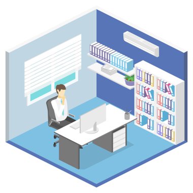 isometric interior of director's office. clipart