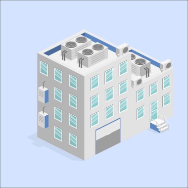 Binanın izometrik cephe. 