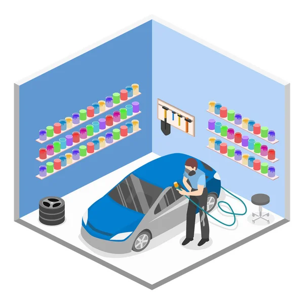 Recorte processo profissional de pintura de carro —  Vetores de Stock