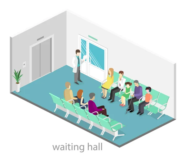 Sala de espera no hospital . — Vetor de Stock