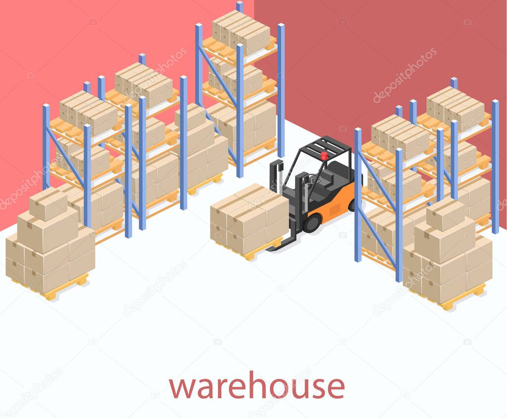 isometric interior of warehouse.