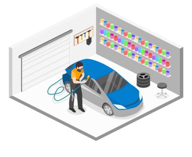 İzometrik otomatik hizmet garaj