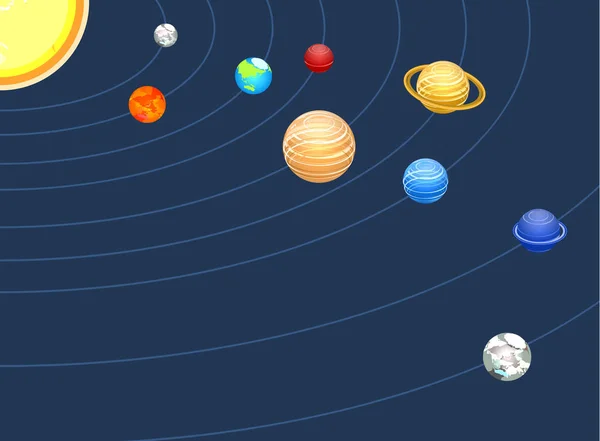 Planetas ao redor do sol — Vetor de Stock