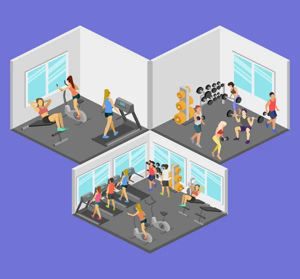 Isometric interior of gym — Stock Vector