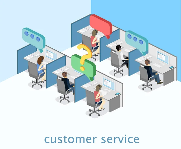 Interior del call center — Vector de stock