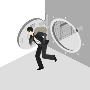 thief running out of bank clipart