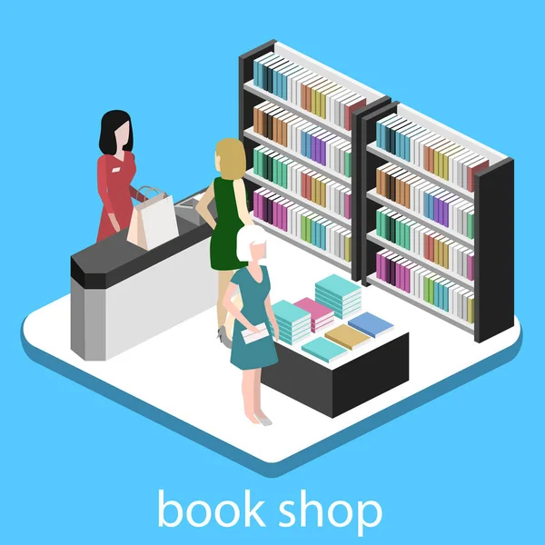 Interieur van boekhandel — Stockvector