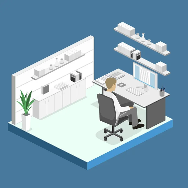 Isometric businessman in office — Stock Vector