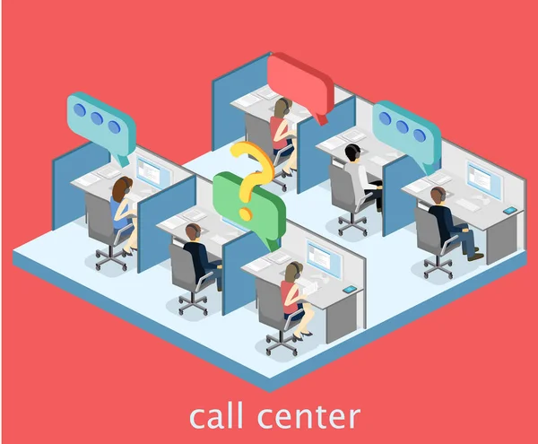 Interno del call center — Vettoriale Stock