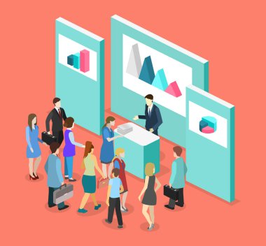 Sergi veya promosyon standı illustraion insanlara