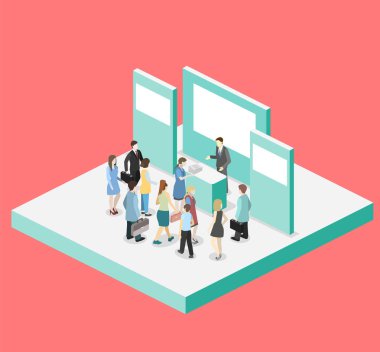 Sergi veya promosyon standı illustraion insanlara