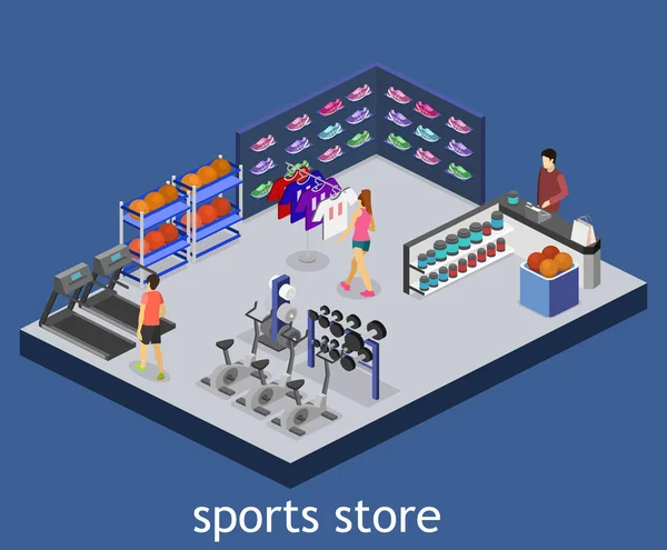 Interior de la tienda de deporte — Vector de stock