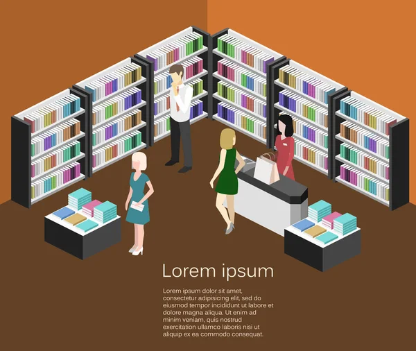 Interieur van boekhandel — Stockvector