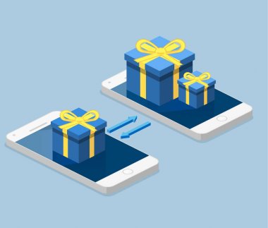 hediye kutuları üst üste telefon dokunmatik ekranlar