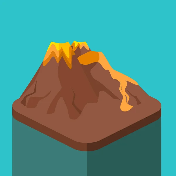 Vulkan mit Lava, die abfließt — Stockvektor