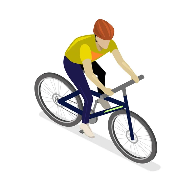 Cycliste plat isométrique — Image vectorielle