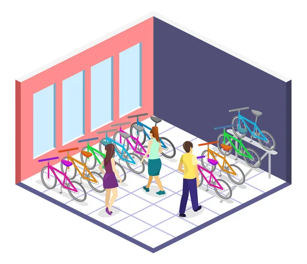 Інтер'єр велосипедного магазину — стоковий вектор