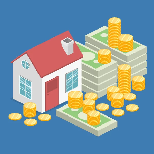 Casa y dinero de bienes raíces — Vector de stock