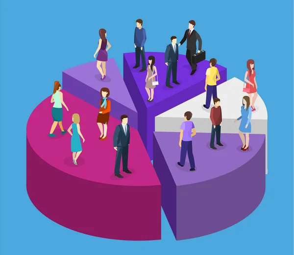 Le persone stanno sul diagramma di torta — Vettoriale Stock