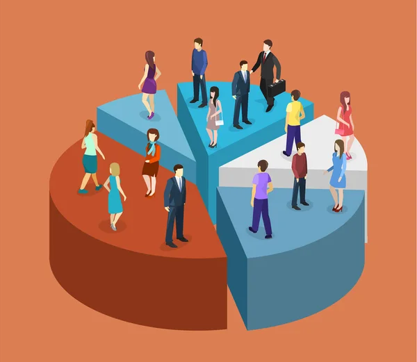 As pessoas estão no diagrama de torta —  Vetores de Stock