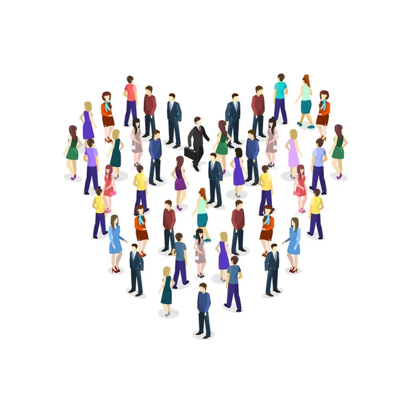 Isometric crowd of people — Stock Vector