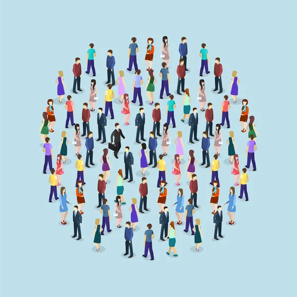 Isometric crowd of people — Stock Vector