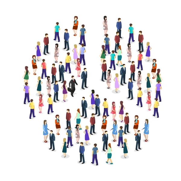 Multitud isométrica de personas — Vector de stock