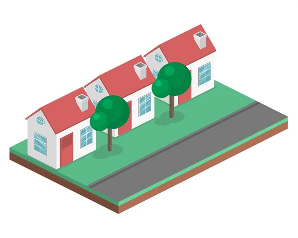 Isometric flat 3D cityscape. — Stock Illustration Isometric flat 3D cityscape. Stock Illustration