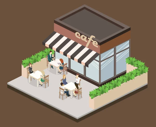 Exterior isométrico de la cafetería — Vector de stock