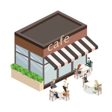 İzometrik dış coffee shop 