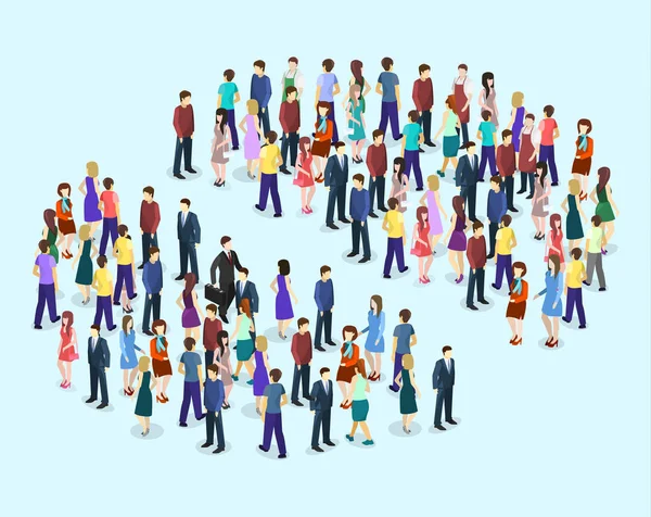 Tabla que consiste en una multitud de personas — Vector de stock