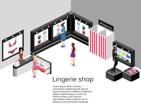 Corte interior de la tienda de lencería — Vector de stock