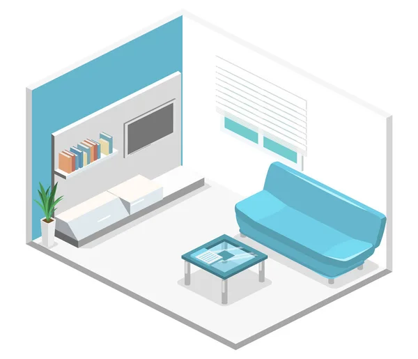 Isometric interior of modern living room — Stock Vector