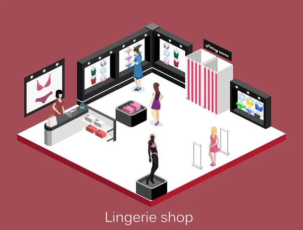 Intermezzo interieur van lingerie winkel — Stockvector