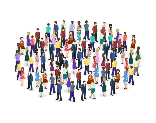 Big people crowd on white background. — Stock Vector