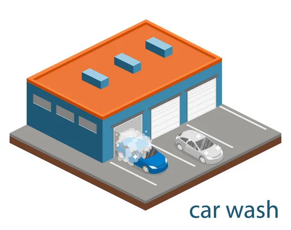 Building of car wash service — Stock Vector