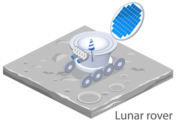 Rover lunar na superfície da lua — Vetor de Stock