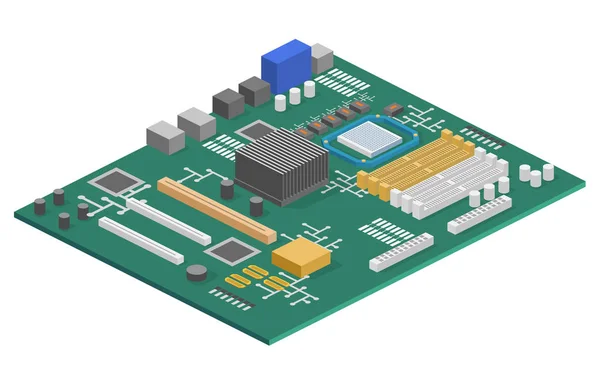 Placa-mãe do computador ícone isométrico — Vetor de Stock