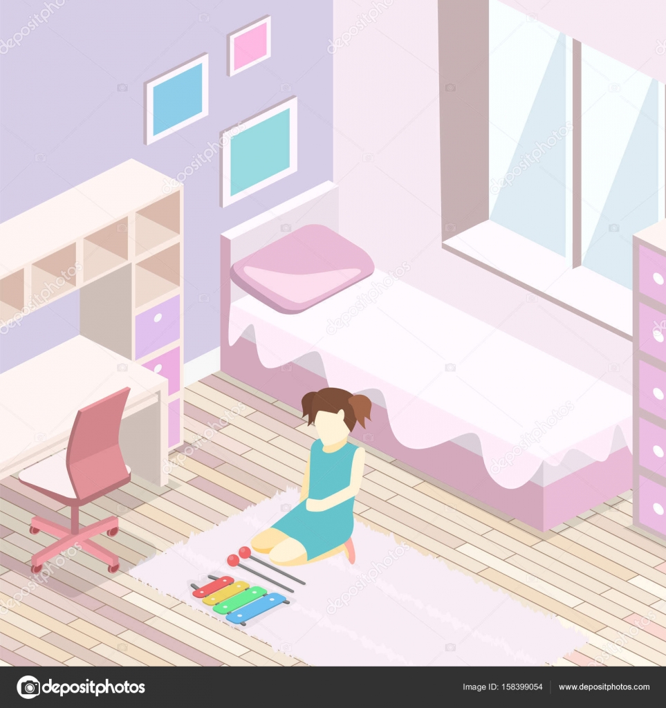 Meisje alle roze slaapkamer interieur — Stockvector © reenya #158399054 Meisje alle roze slaapkamer interieur — Stockvector © reenya #158399054