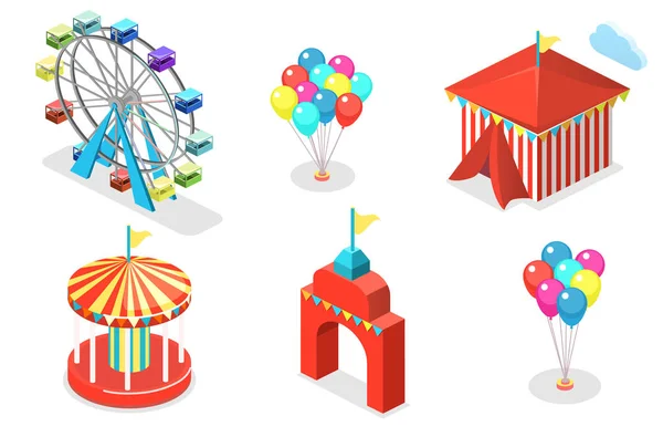 Isometric amusement park set — Stock Vector