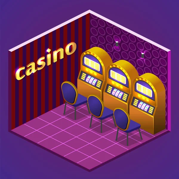 Golden machines in casino — Stock Vector