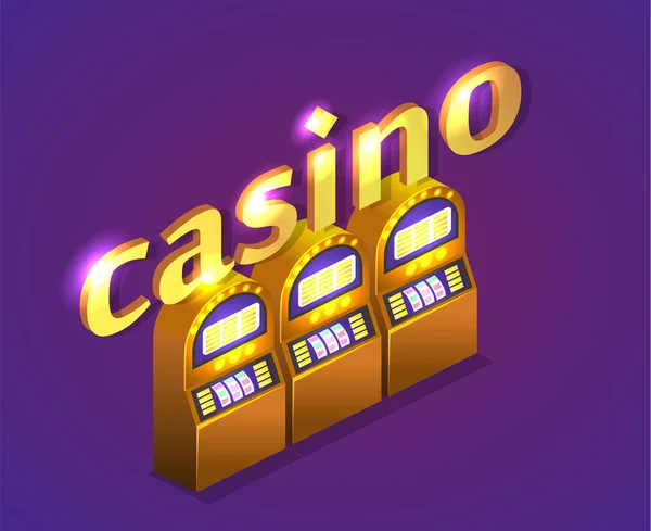 Golden machines in casino — Stock Vector