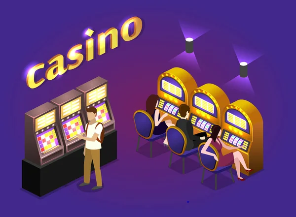 People play in casino — Stock Vector