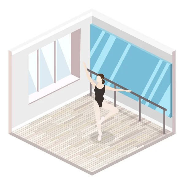 Izometryczne koncepcja sali treningowej z tancerka — Wektor stockowy