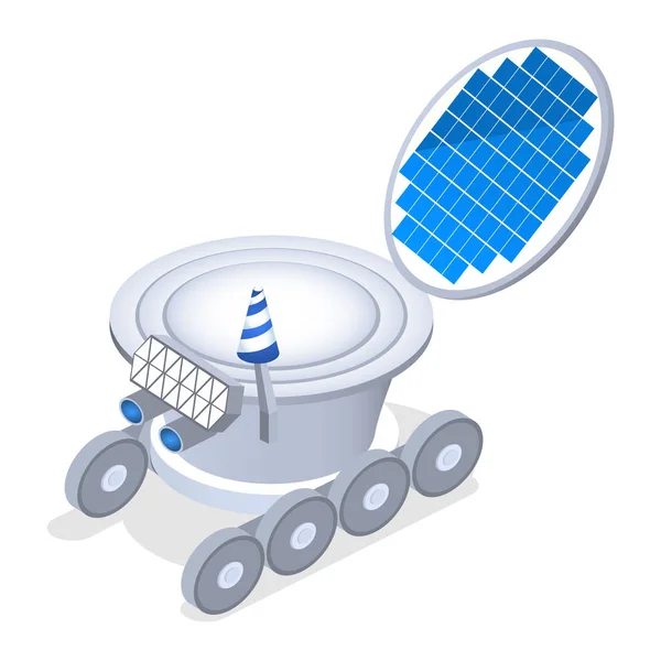 Concetto piatto isometrico di rover lunare — Vettoriale Stock