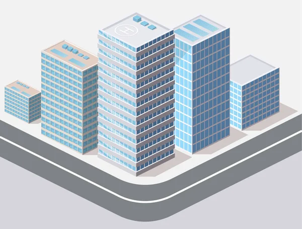 Isometrische vlakke stad — Stockvector